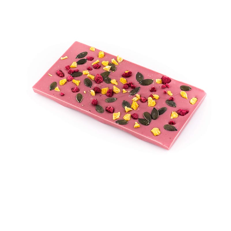 MHChocolate-Tableta-7-chocorubi-frambuesa-mango-pipas MH Chocolate - Tableta chocolate ruby, frambuesa, mango y pipas calabaza